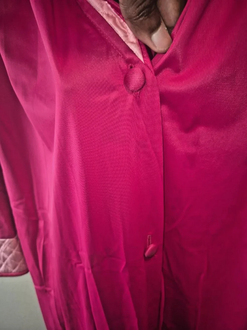 Vintage Vanity Fair Pink Quilted Collar Robe - Size 12 - Made in USA with Pocket